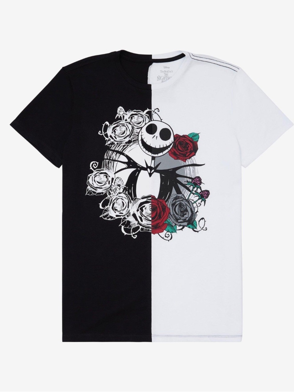 Disney The Nightmare Before Christmas Jack Skellington Split Black & White Tee